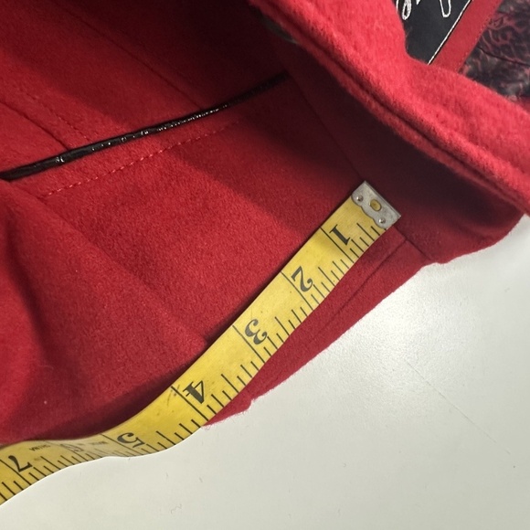 Vtg Y2K Guess Red Wool Blend Peacoat Jacket w/ Belt W Sz SM/M Winter Outerwear - Picture 13 of 16